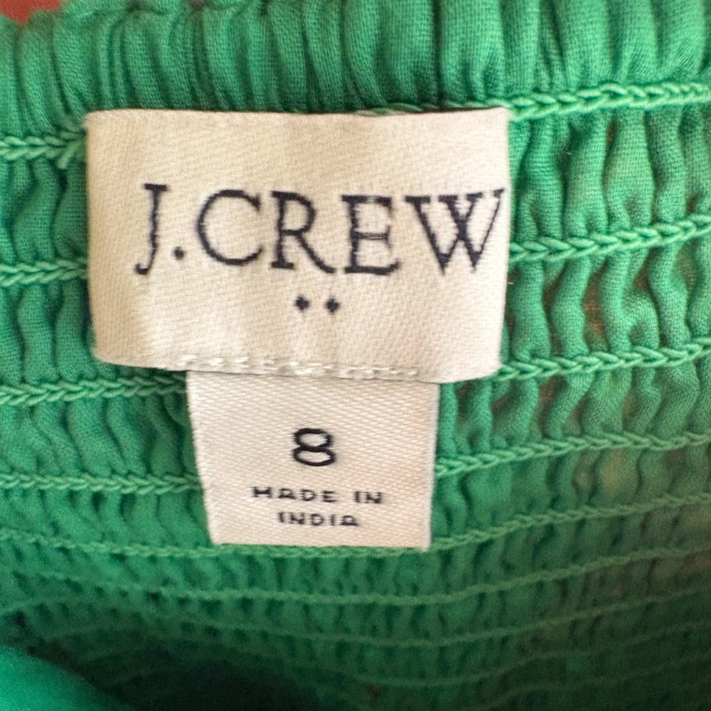 J. Crew Green Smocked Midi Dress | 100% Cotton | Farm Rio Vibes | Size 8 - Picture 6 of 14